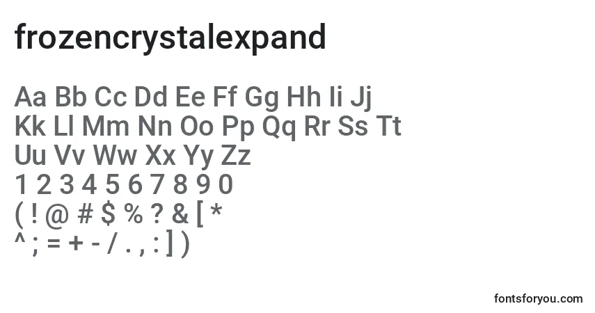 Frozencrystalexpand (127330) font – alphabet, numbers, special characters