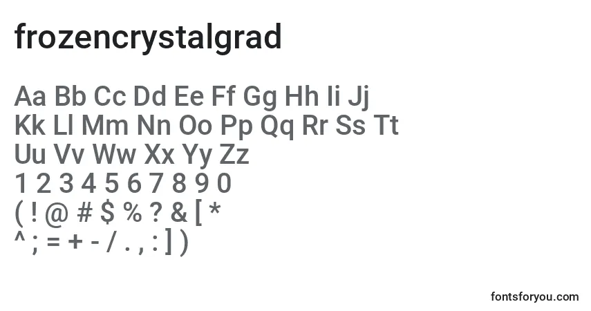 Schriftart Frozencrystalgrad (127331) – Alphabet, Zahlen, spezielle Symbole