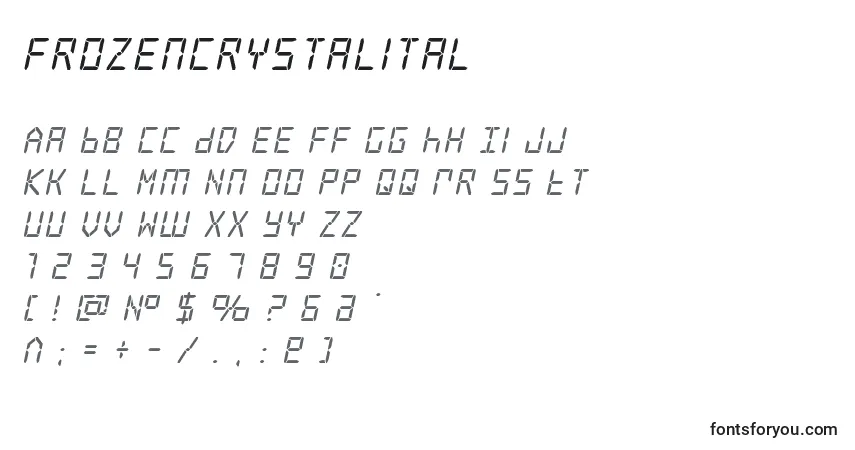 Schriftart Frozencrystalital (127333) – Alphabet, Zahlen, spezielle Symbole