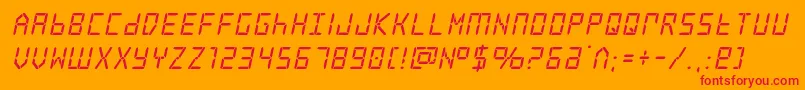 frozencrystalital-Schriftart – Rote Schriften auf orangefarbenem Hintergrund