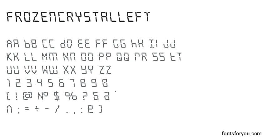 Schriftart Frozencrystalleft (127334) – Alphabet, Zahlen, spezielle Symbole
