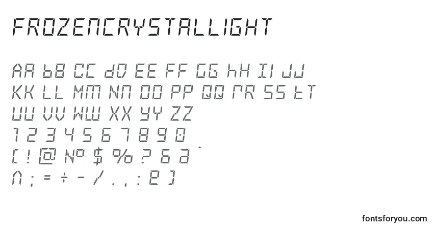 Schriftart Frozencrystallight – Alphabet, Zahlen, spezielle Symbole