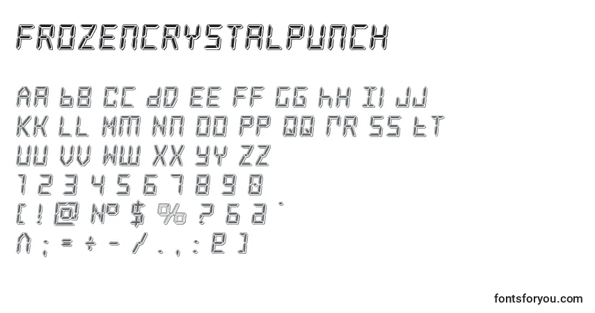 Schriftart Frozencrystalpunch – Alphabet, Zahlen, spezielle Symbole