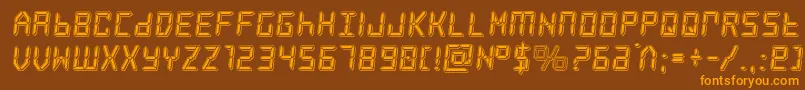frozencrystalpunch-fontti – oranssit fontit ruskealla taustalla