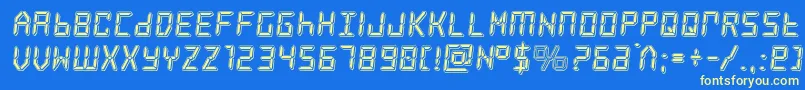 frozencrystalpunch-Schriftart – Gelbe Schriften auf blauem Hintergrund