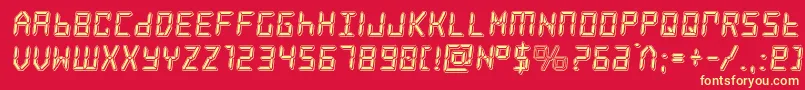 frozencrystalpunch-Schriftart – Gelbe Schriften auf rotem Hintergrund