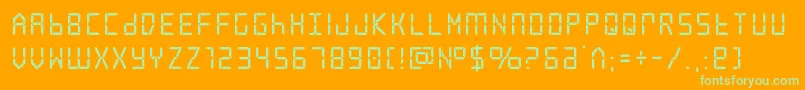 frozencrystalstraight-Schriftart – Grüne Schriften auf orangefarbenem Hintergrund