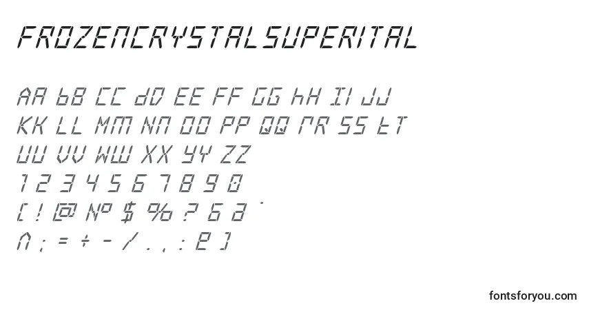 A fonte Frozencrystalsuperital (127339) – alfabeto, números, caracteres especiais