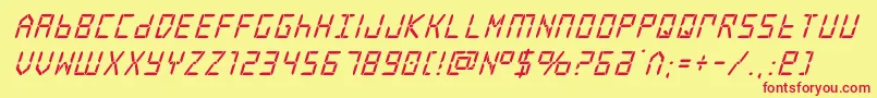 フォントfrozencrystalsuperital – 赤い文字の黄色い背景