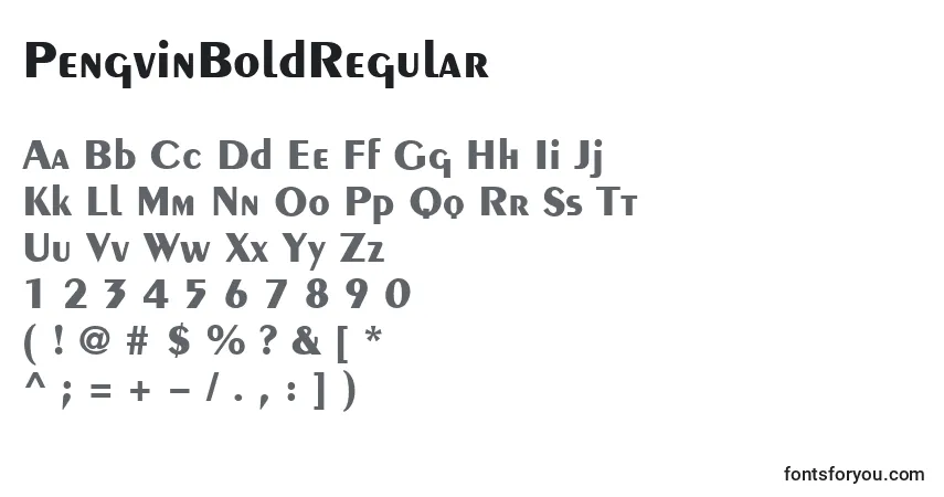 A fonte PengvinBoldRegular – alfabeto, números, caracteres especiais