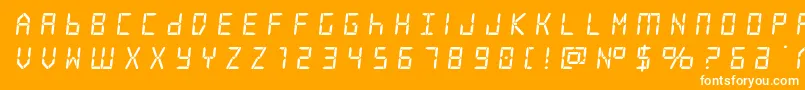 frozencrystaltitle-Schriftart – Weiße Schriften auf orangefarbenem Hintergrund