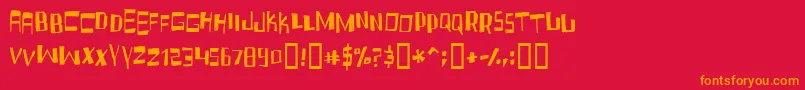 フォントFRUIDC   – 赤い背景にオレンジの文字