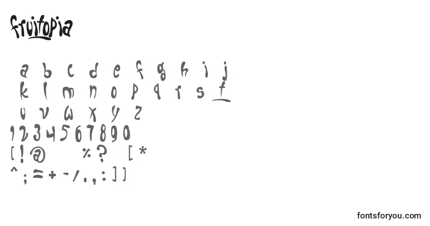 Schriftart Fruitopia (127343) – Alphabet, Zahlen, spezielle Symbole