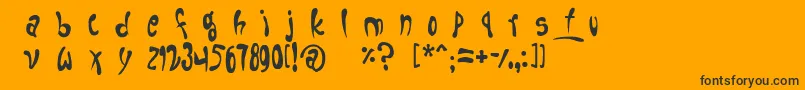 fruitopia-Schriftart – Schwarze Schriften auf orangefarbenem Hintergrund