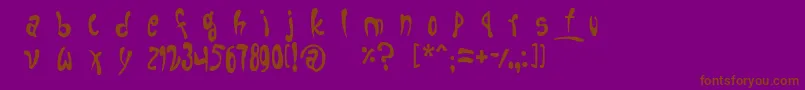 fruitopia-Schriftart – Braune Schriften auf violettem Hintergrund