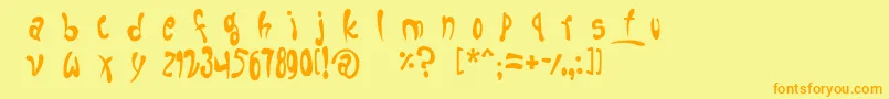 fruitopia-Schriftart – Orangefarbene Schriften auf gelbem Hintergrund