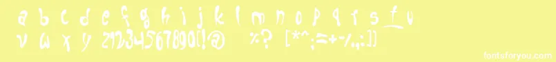 fruitopia-Schriftart – Weiße Schriften auf gelbem Hintergrund