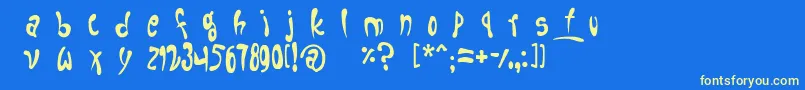 fruitopia-Schriftart – Gelbe Schriften auf blauem Hintergrund