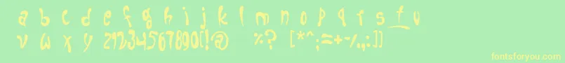 フォントfruitopia – 黄色の文字が緑の背景にあります