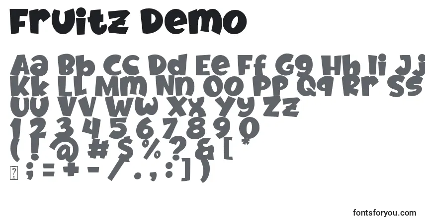 Fruitz Demo Font – alphabet, numbers, special characters