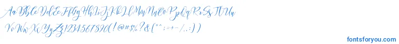 Frutilla Script-Schriftart – Blaue Schriften auf weißem Hintergrund