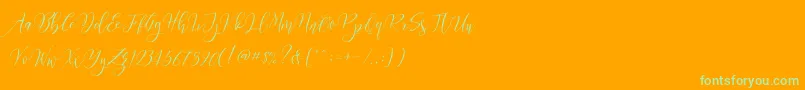 Frutilla Script Font – Green Fonts on Orange Background