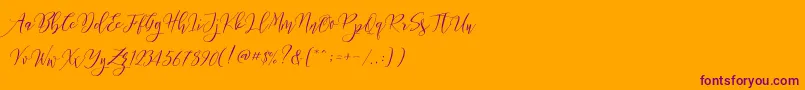 Czcionka Frutilla Script – fioletowe czcionki na pomarańczowym tle