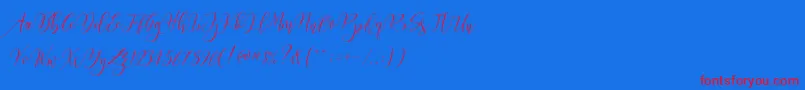 Fonte Frutilla Script – fontes vermelhas em um fundo azul