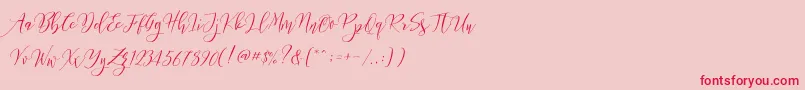 Fonte Frutilla Script – fontes vermelhas em um fundo rosa