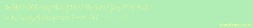 Frutilla Script Font – Yellow Fonts on Green Background