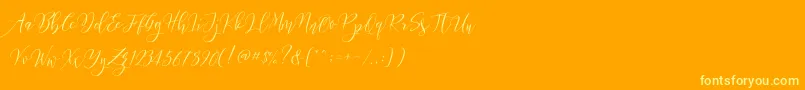 Frutilla Script-Schriftart – Gelbe Schriften auf orangefarbenem Hintergrund