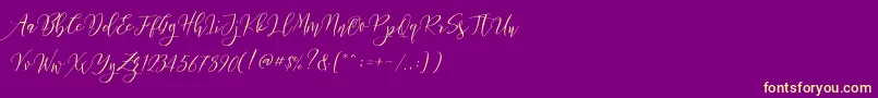 Frutilla Script Font – Yellow Fonts on Purple Background