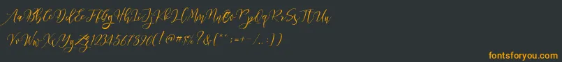 フォントFrutilla Script – 黒い背景にオレンジの文字