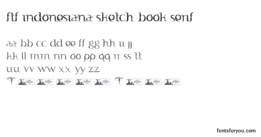 A fonte FTF Indonesiana Sketch Book Serif – alfabeto, números, caracteres especiais