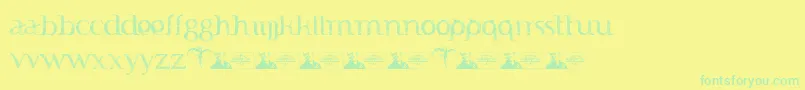 Czcionka FTF Indonesiana Sketch Book Serif – zielone czcionki na żółtym tle