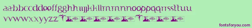FTF Indonesiana Sketch Book Serif-Schriftart – Violette Schriften auf grünem Hintergrund