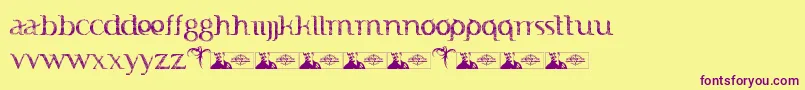 Fonte FTF Indonesiana Sketch Book Serif – fontes roxas em um fundo amarelo