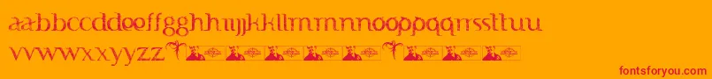 FTF Indonesiana Sketch Book Serif-Schriftart – Rote Schriften auf orangefarbenem Hintergrund