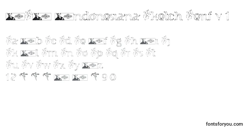 Schriftart FTF Indonesiana Sketch Serif v 1 – Alphabet, Zahlen, spezielle Symbole