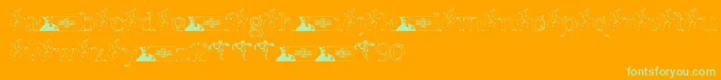 FTF Indonesiana Sketch Serif v 1 Font – Green Fonts on Orange Background
