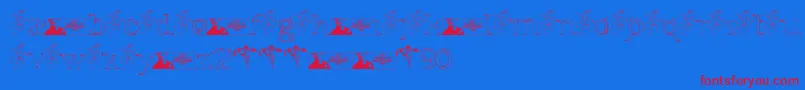 FTF Indonesiana Sketch Serif v 1 Font – Red Fonts on Blue Background