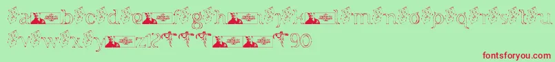 Czcionka FTF Indonesiana Sketch Serif v 1 – czerwone czcionki na zielonym tle