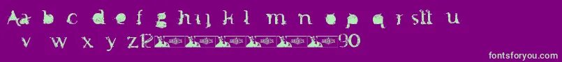 FTF Minthee Indonesiana  3th Font – Green Fonts on Purple Background