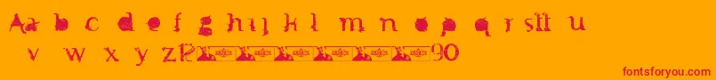 FTF Minthee Indonesiana  3th-Schriftart – Rote Schriften auf orangefarbenem Hintergrund