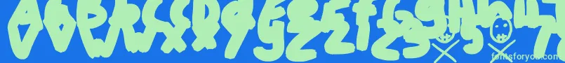 FTFatSkeleton Regular Font – Green Fonts on Blue Background