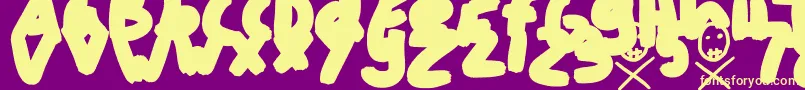 Fonte FTFatSkeleton Regular – fontes amarelas em um fundo roxo