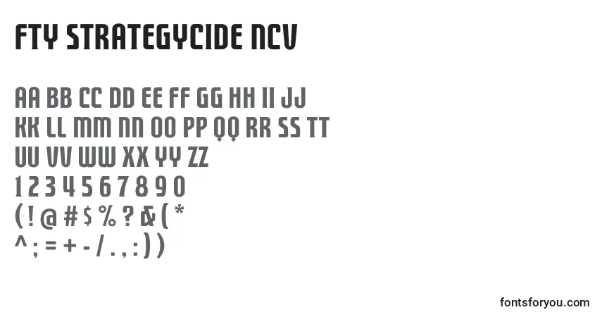 A fonte FTY STRATEGYCIDE NCV – alfabeto, números, caracteres especiais