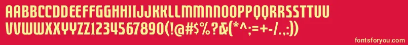 フォントFTY STRATEGYCIDE NCV – 黄色の文字、赤い背景