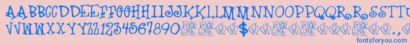 Fuck Love Font – Blue Fonts on Pink Background