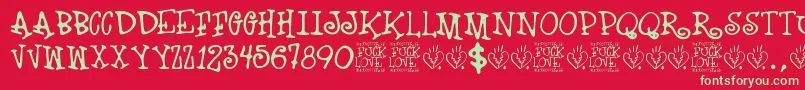 Fuck Love Font – Green Fonts on Red Background